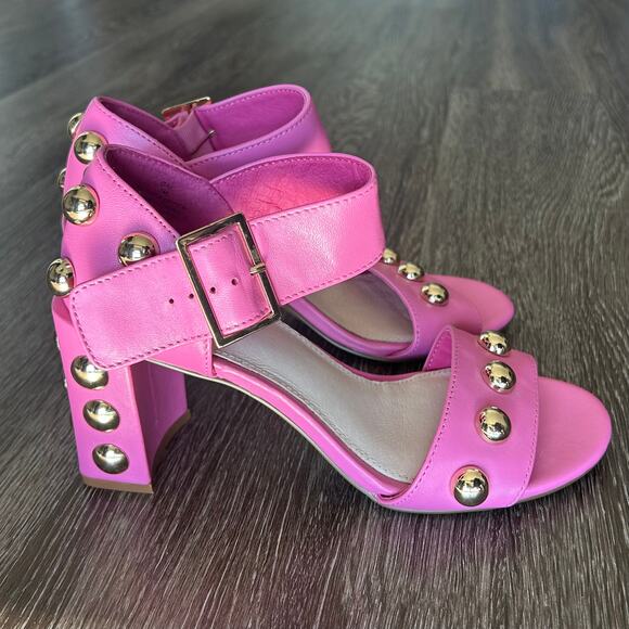 NWT Cecelia New York Gail Studded Block Heel Sandals in Pink Leather Size 7M - Picture 5 of 16